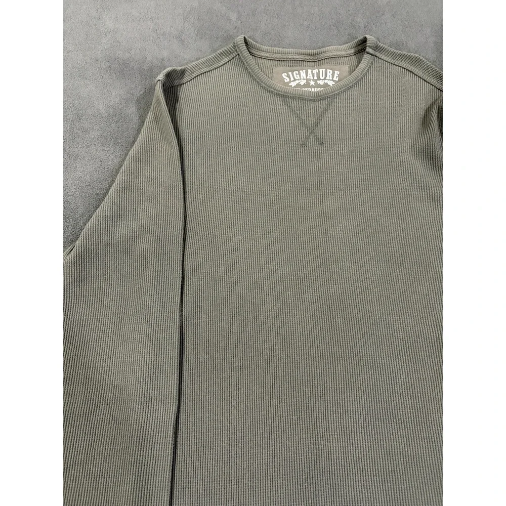 Signature by Levi's Strauss & Co Thermal Shirt Mens Medium Gray Cotton Crew Neck